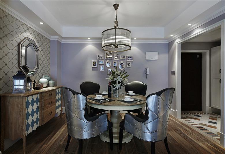 美式餐厅紫色相片墙装饰图 - 效果图