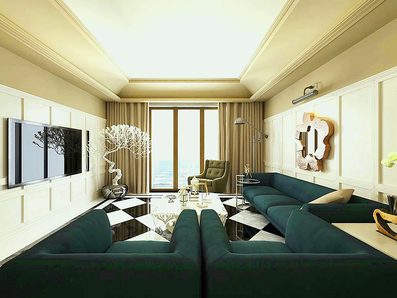 个性化现代创意家居装修三居客厅整体效果图