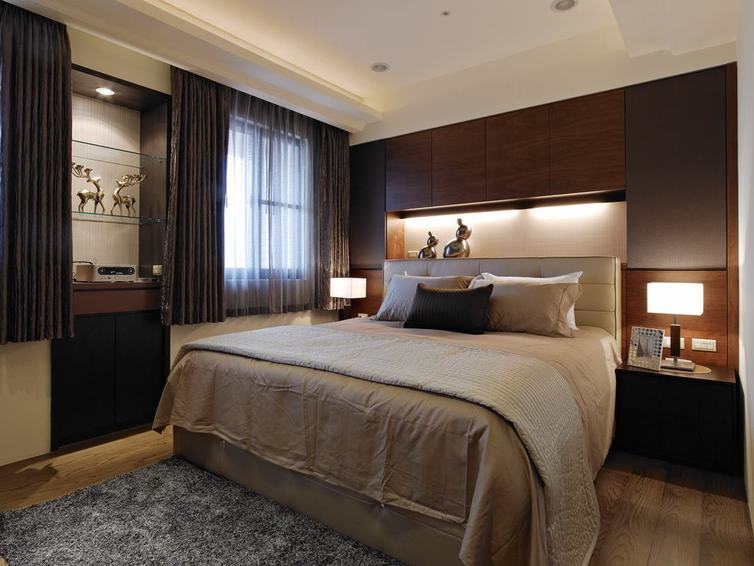 简约中式装修卧室效果图