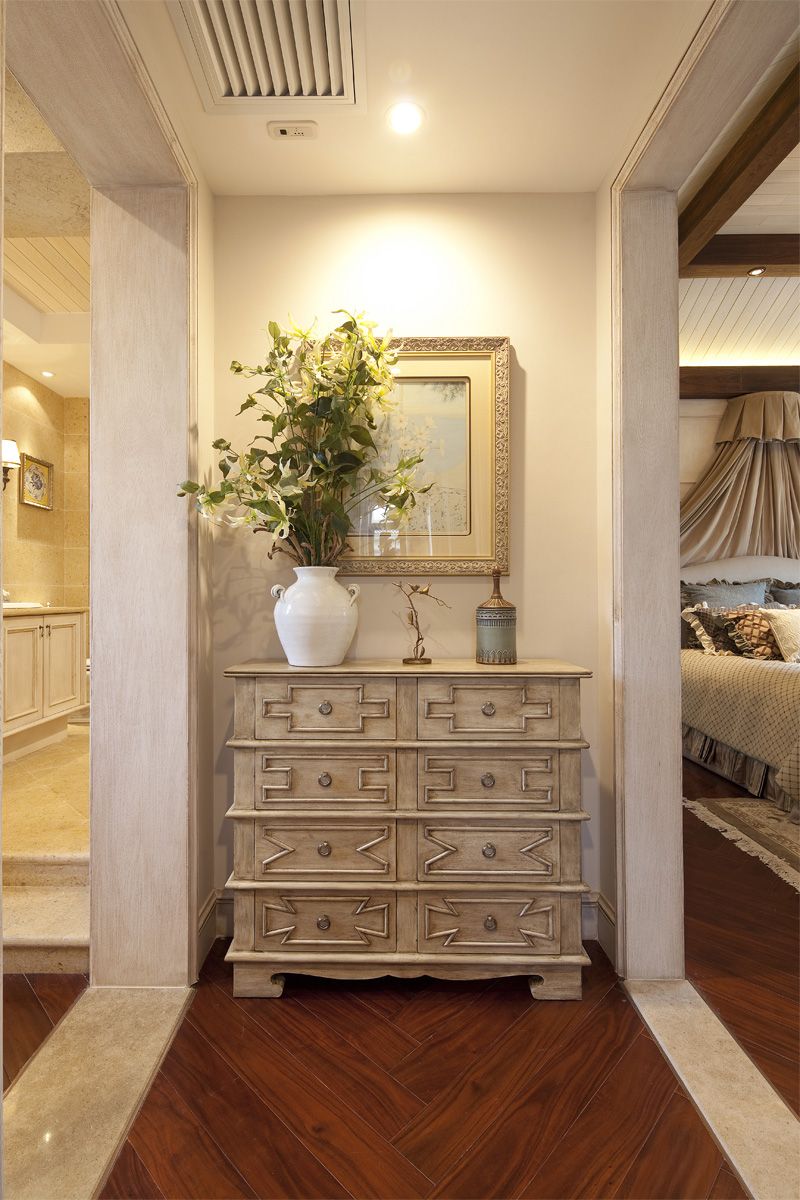 新古典欧式风玄关白色柜子效果图