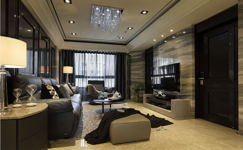 奢华玉石背景欧式风格客厅效果图