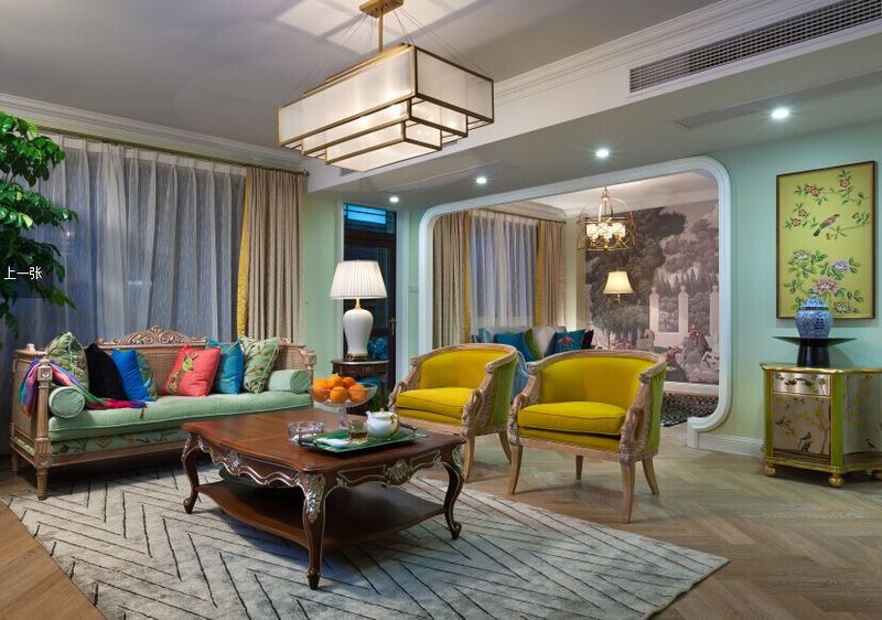 欧式新古典多彩混搭客厅创意隔断效果图