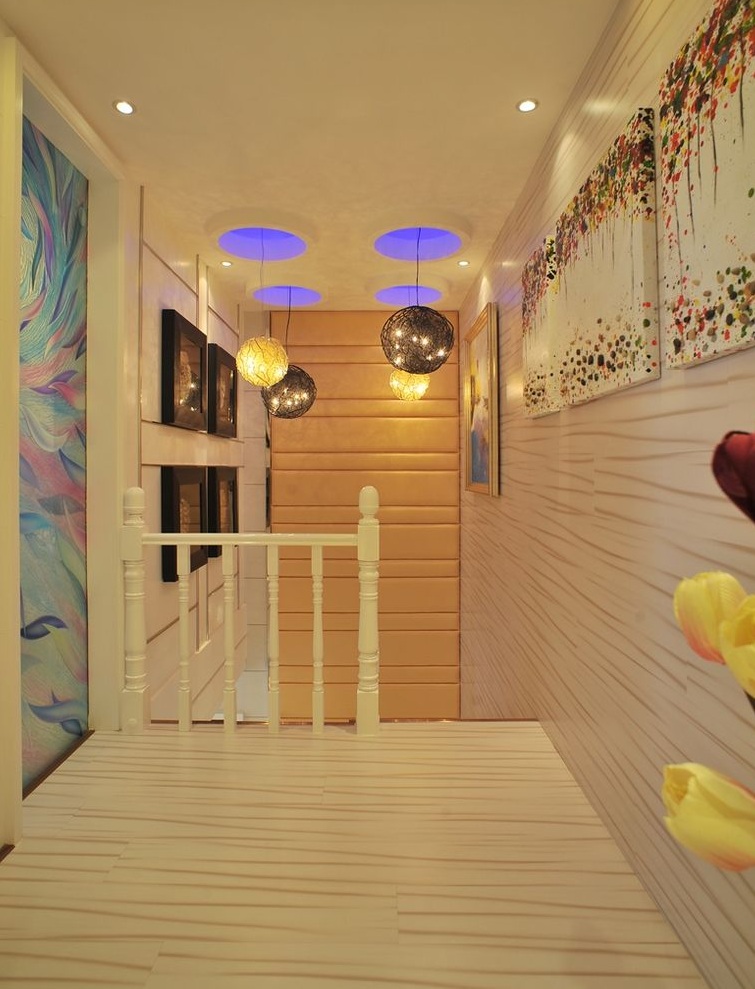 唯美现代复式楼楼梯浪漫吊灯效果图 唯美现代复式楼楼梯浪漫吊灯效果图