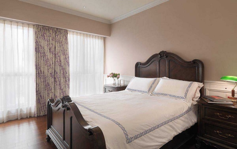 浪漫简美复古卧室实木床效果图