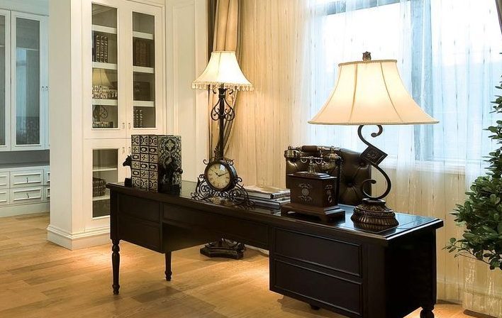 美式风格新古典书房效果图