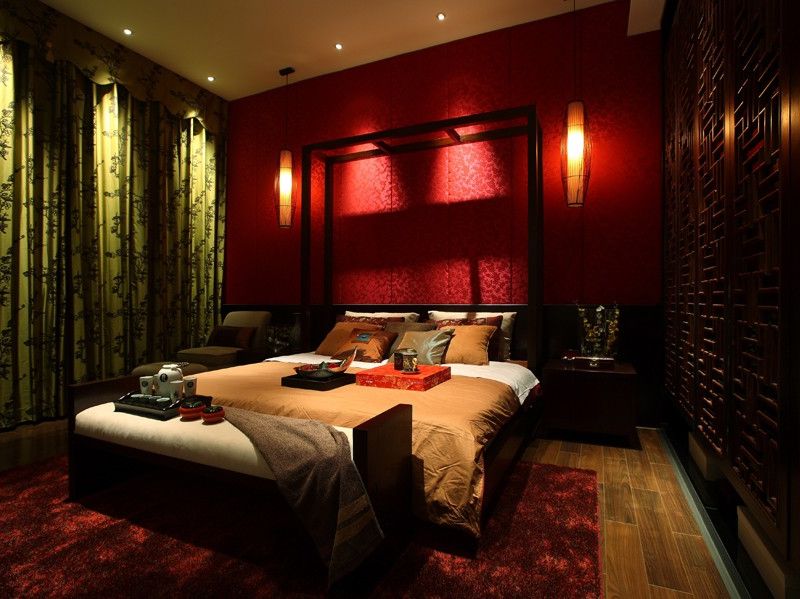 色彩浓重现代中式风格卧室设计效果图片
