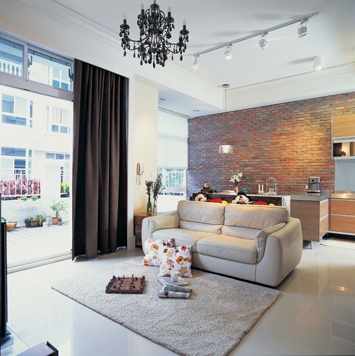 简欧文化砖背景墙客厅效果图