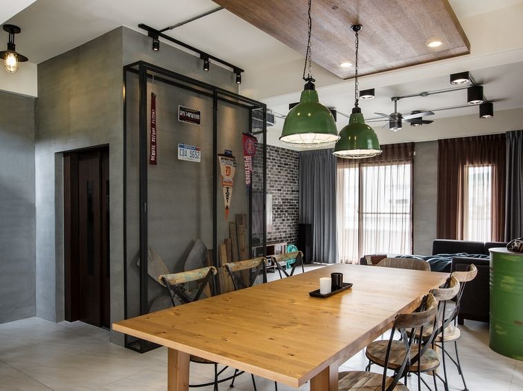 个性现代工业风餐厅特色背景墙效果图