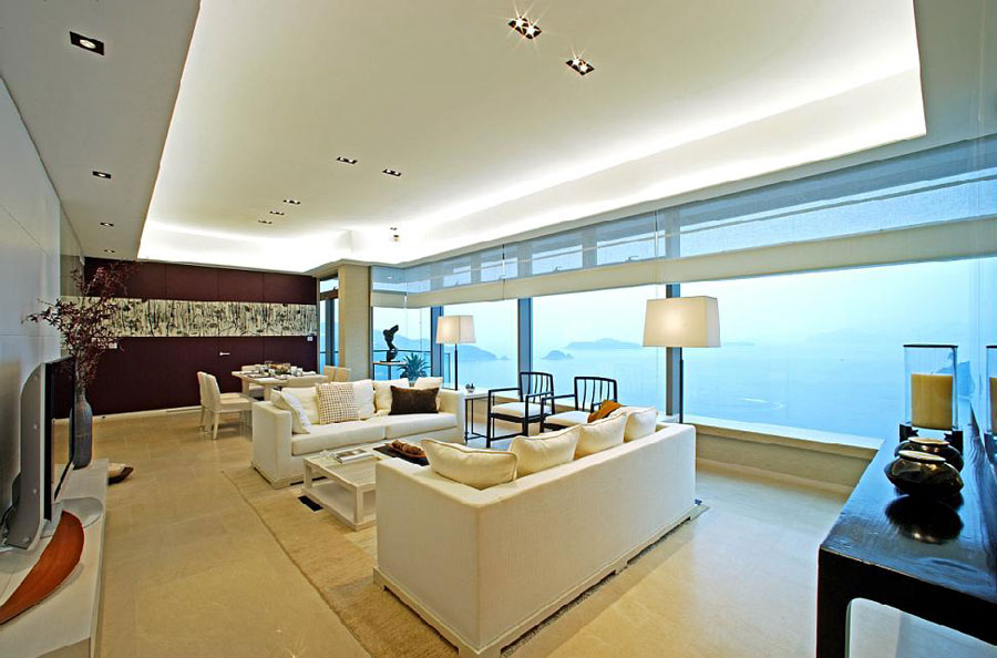 宽阔视野海景豪宅简约三居装修案例效果图