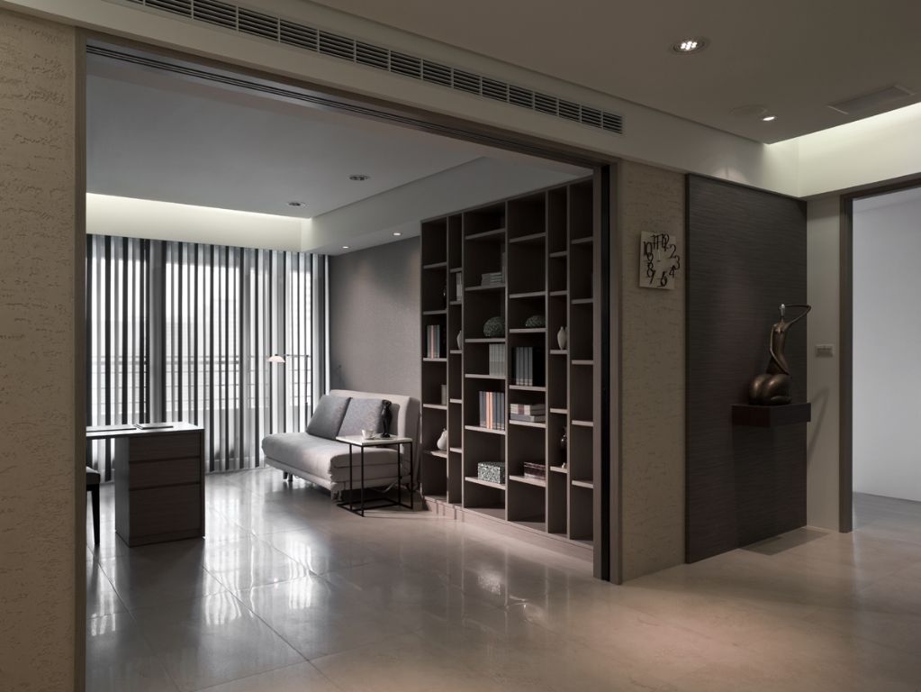 现代家居书房博古书架设计 - 效果图