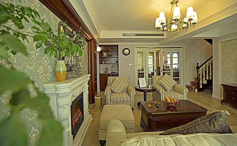 唯美复古美式风格客厅效果图 唯美复古美式风格客厅效果图