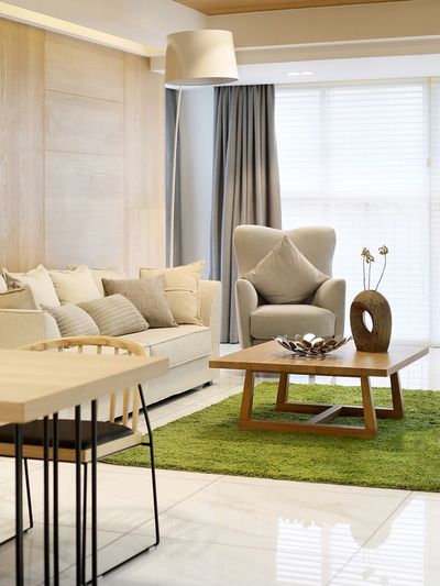 宜家简约原木客厅沙发背景墙效果图