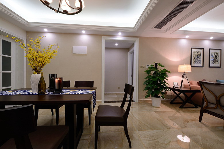 质朴美式风格三室餐厅设计装修案例图 - 效果图