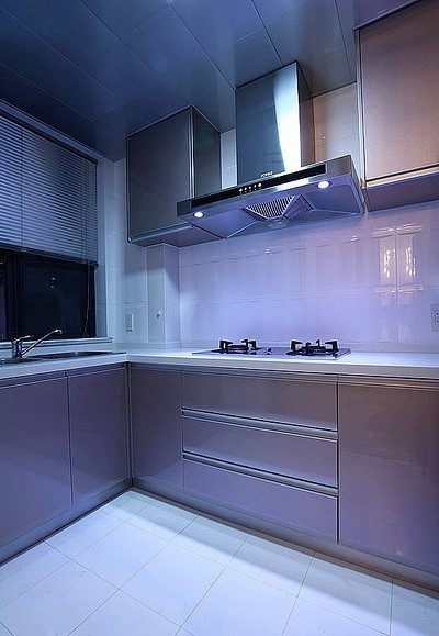 简约时尚现代厨房紫光效果图
