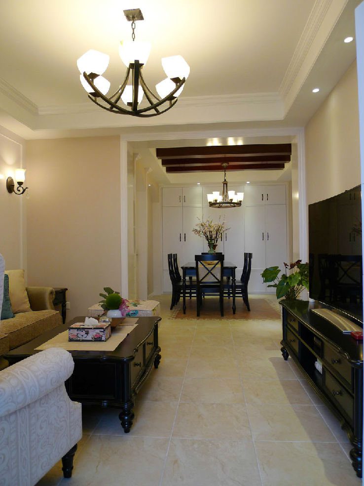 古朴典雅美式风格小户型室内装修图例 - 效果图