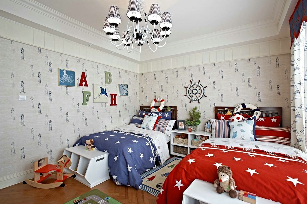 可爱欧式现代儿童房壁纸装修效果图