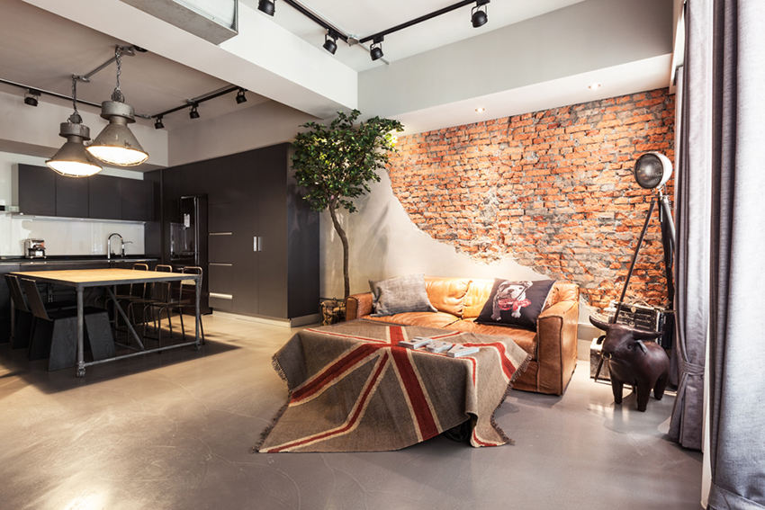 文艺气息现代工业风二居室内装潢案例欣赏图 - 效果图