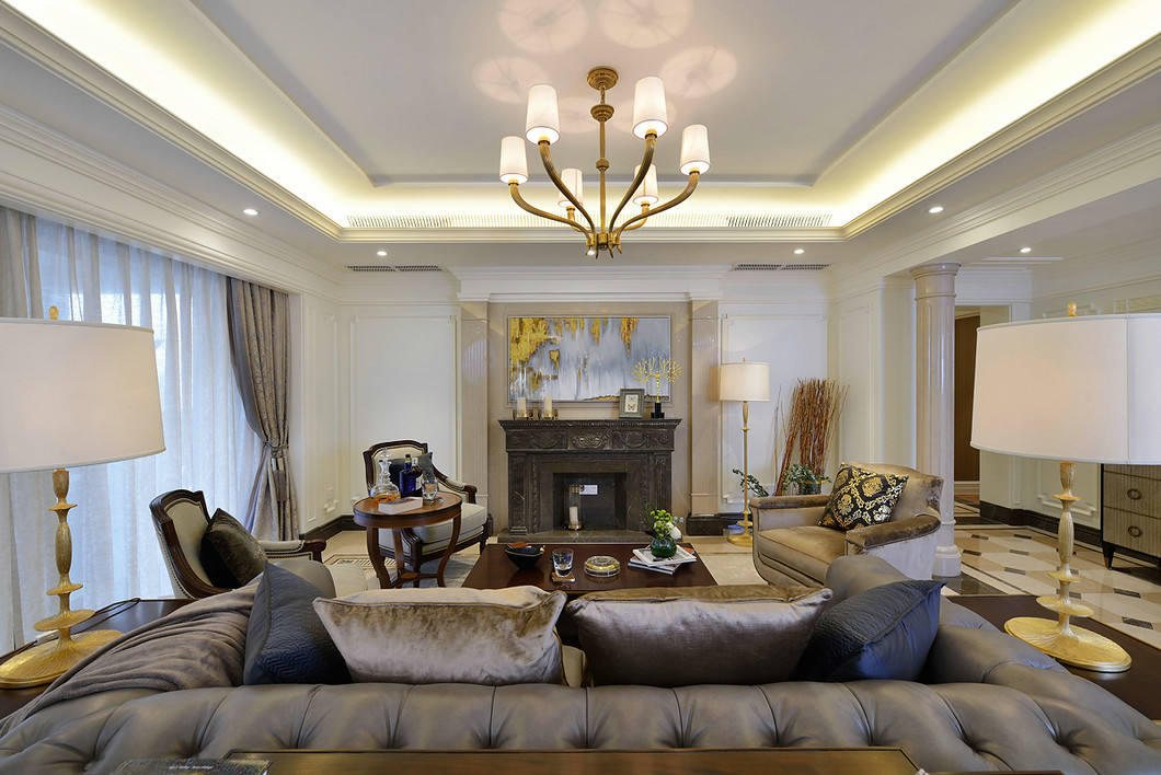 豪华美式混搭风格欧式背景墙效果图 豪华美式混搭风格欧式背景墙效果图