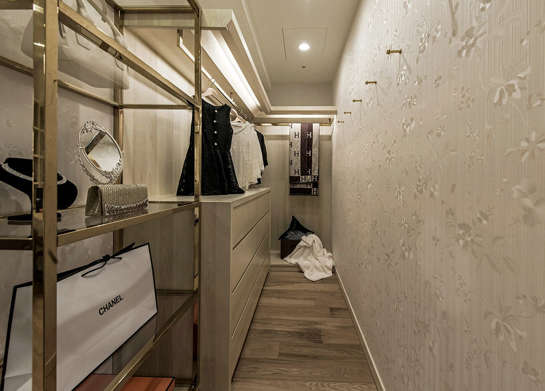 华丽简约衣帽间欧式背景墙图片 - 效果图