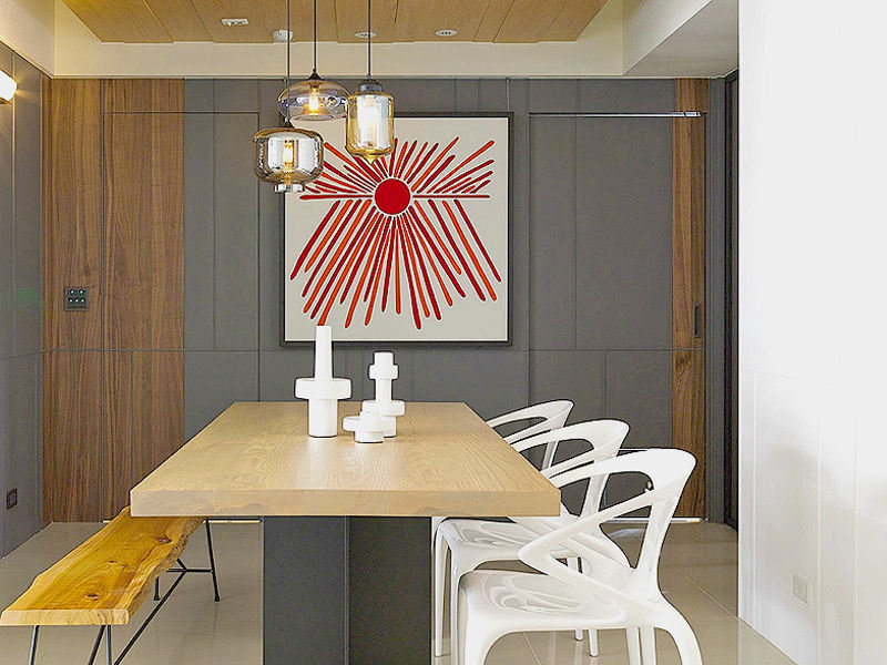 现代文艺混搭餐厅隐形门装饰效果图