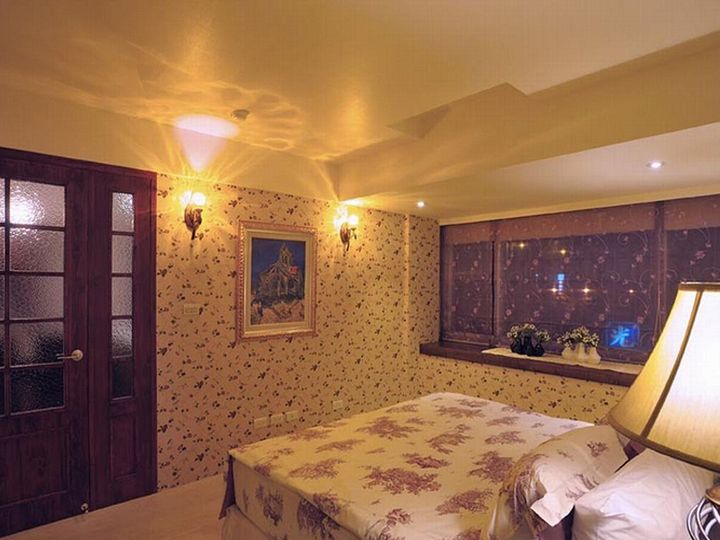 碎花田园复古风卧室背景墙效果图