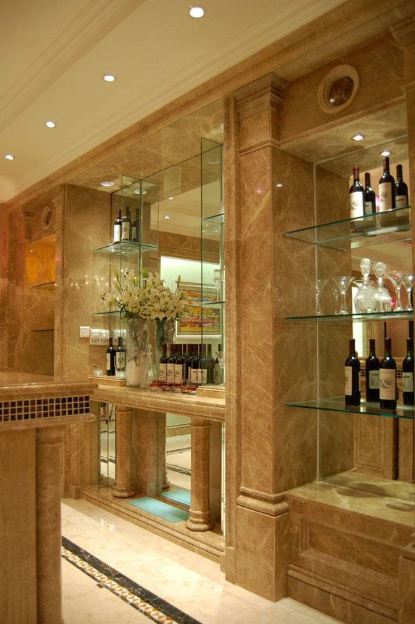 豪华欧式别墅大理石酒柜设计效果图