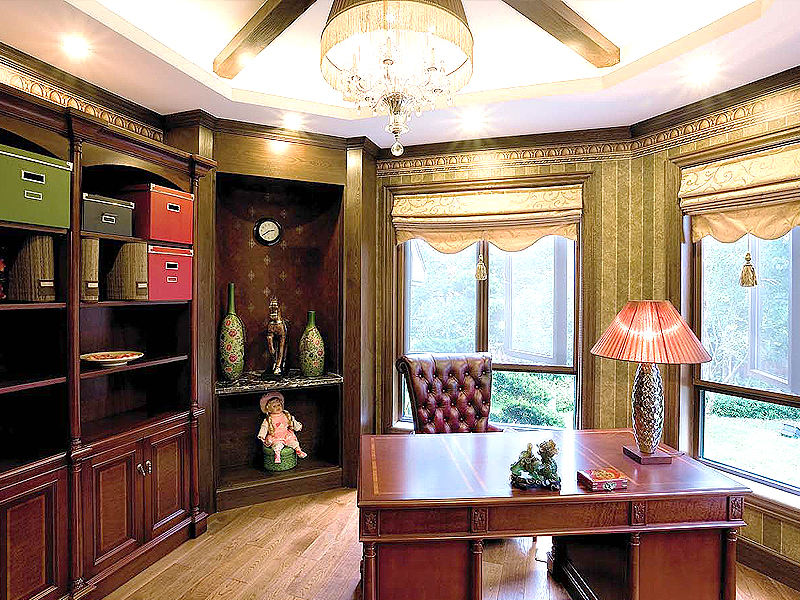 豪华经典复古田园书房设计装饰效果图