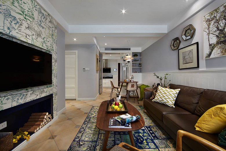 时尚创意混搭美式风格三居室设计欣赏图