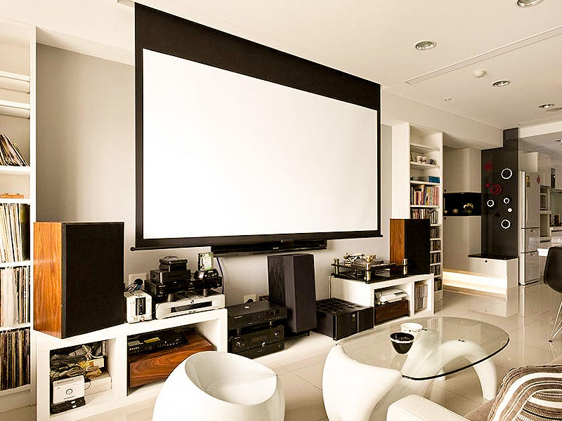 简约黑白时尚家庭影院影视墙设计