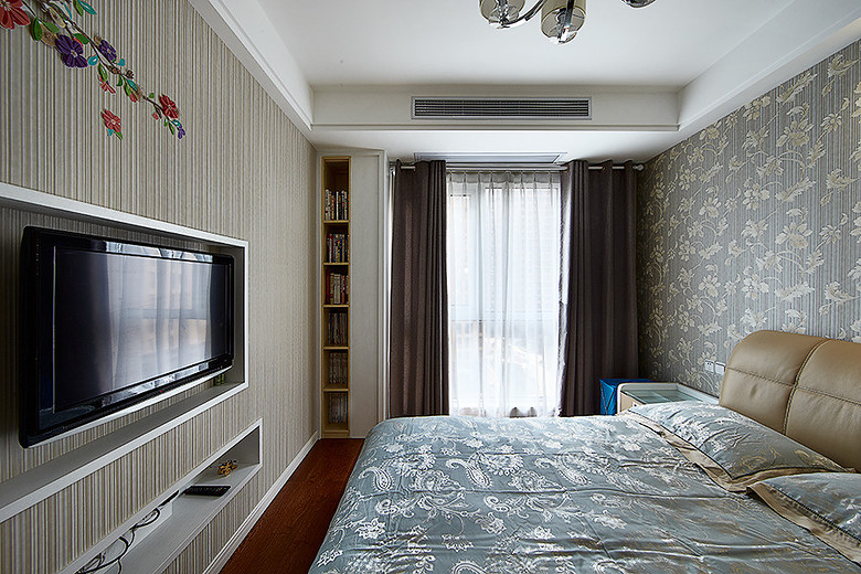 简欧田园主卧壁纸效果图