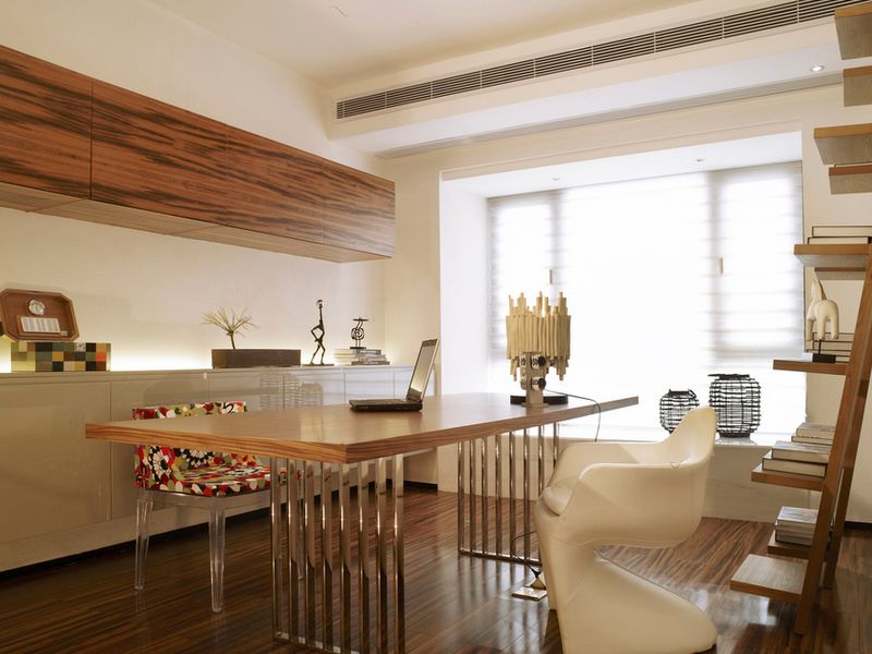 简约原木书房设计效果图