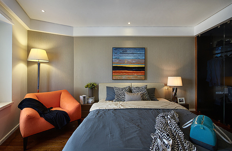 现代动感色彩卧室效果图