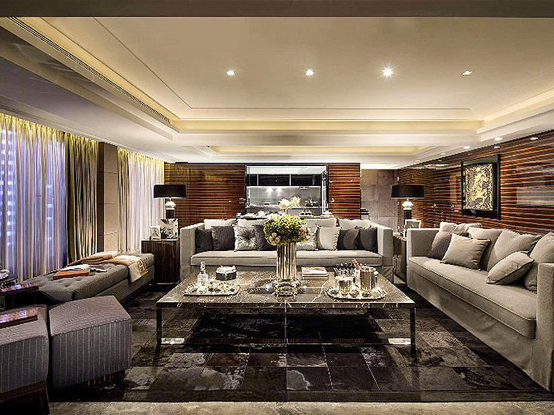 奢华后现代别墅客厅沙发背景墙效果图 奢华后现代别墅客厅沙发背景墙效果图