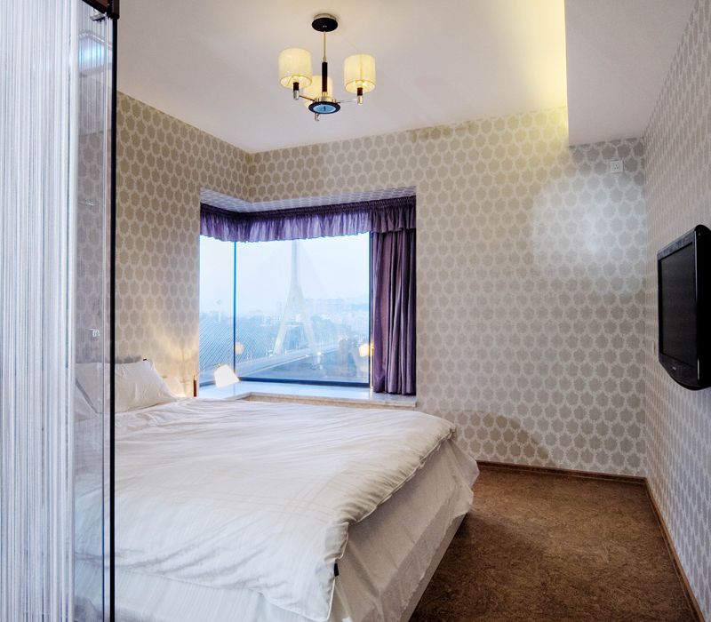 现代精致家装卧室L型飘窗设计效果图