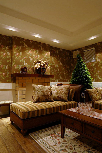 复古美式田园客厅背景墙效果图 复古美式田园客厅背景墙效果图