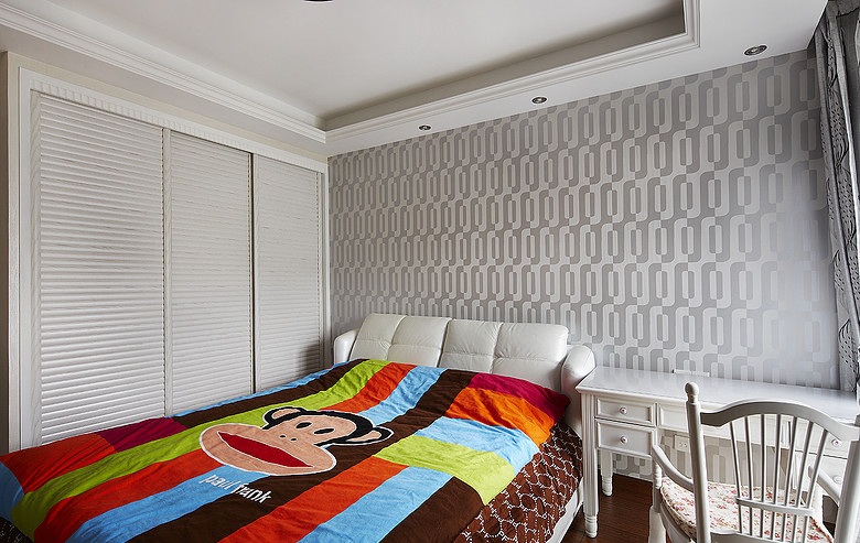 现代时尚可爱混搭儿童房移门衣柜设计 - 效果图