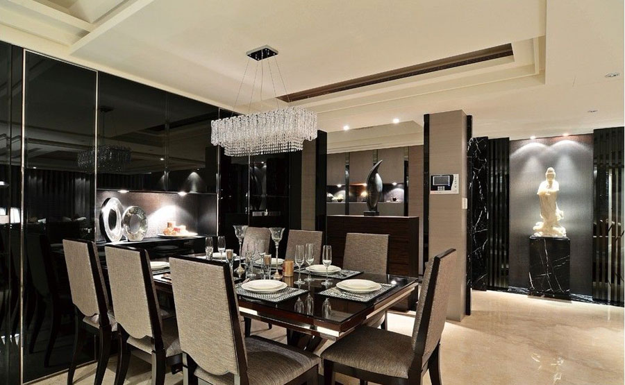 深色系高档中西混搭餐厅隔断装修效果图 深色系高档中西混搭餐厅隔断装修效果图
