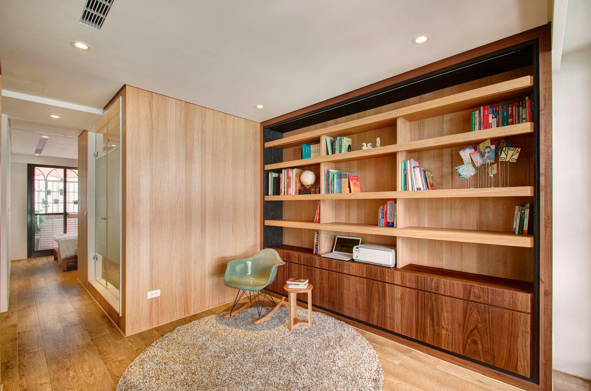 实木现代简约书房订制书柜装修设计图 - 效果图