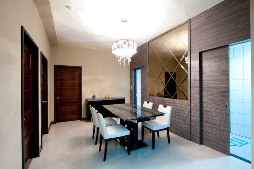 现代时尚餐厅隐形门隔断设计 - 效果图