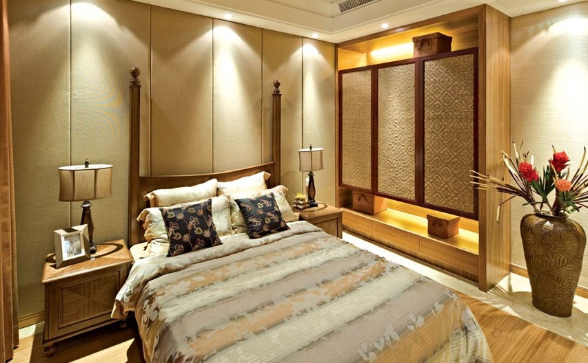 现代中式风格别墅卧室灯具效果图欣赏