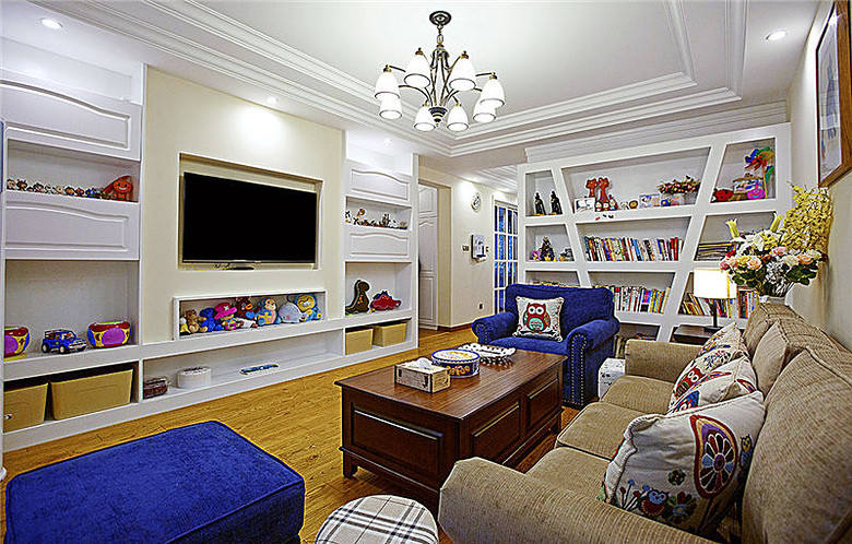 简洁明快美式二居客厅软装搭配效果图 简洁明快美式二居客厅软装搭配效果图