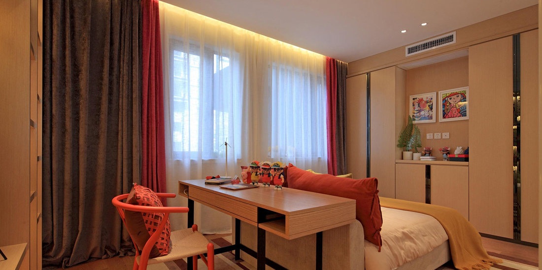 禅风简中式儿童房整体衣柜设计效果图 禅风简中式儿童房整体衣柜设计效果图