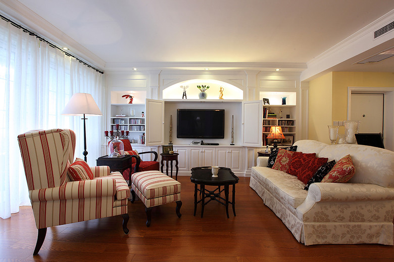 温馨美式客厅多功能电视背景墙装潢设计