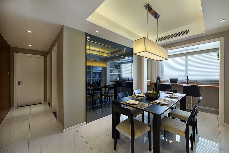 现代餐厅玄关镜面背景墙效果图