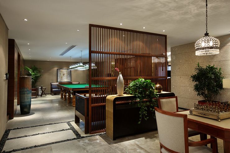 雅致中式复古风餐厅屏风隔断效果图