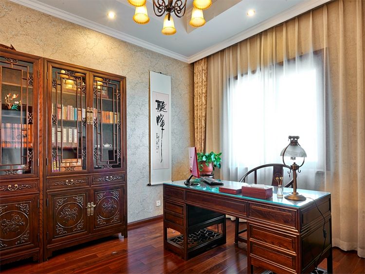 复古中西混搭书房效果图