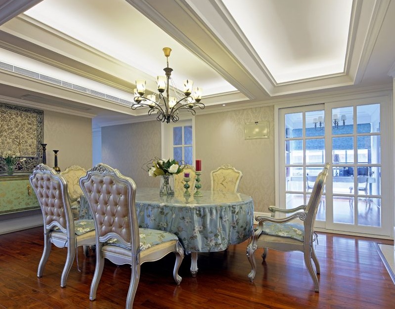 多元化简欧风格室内餐厅吊顶设计装修效果图