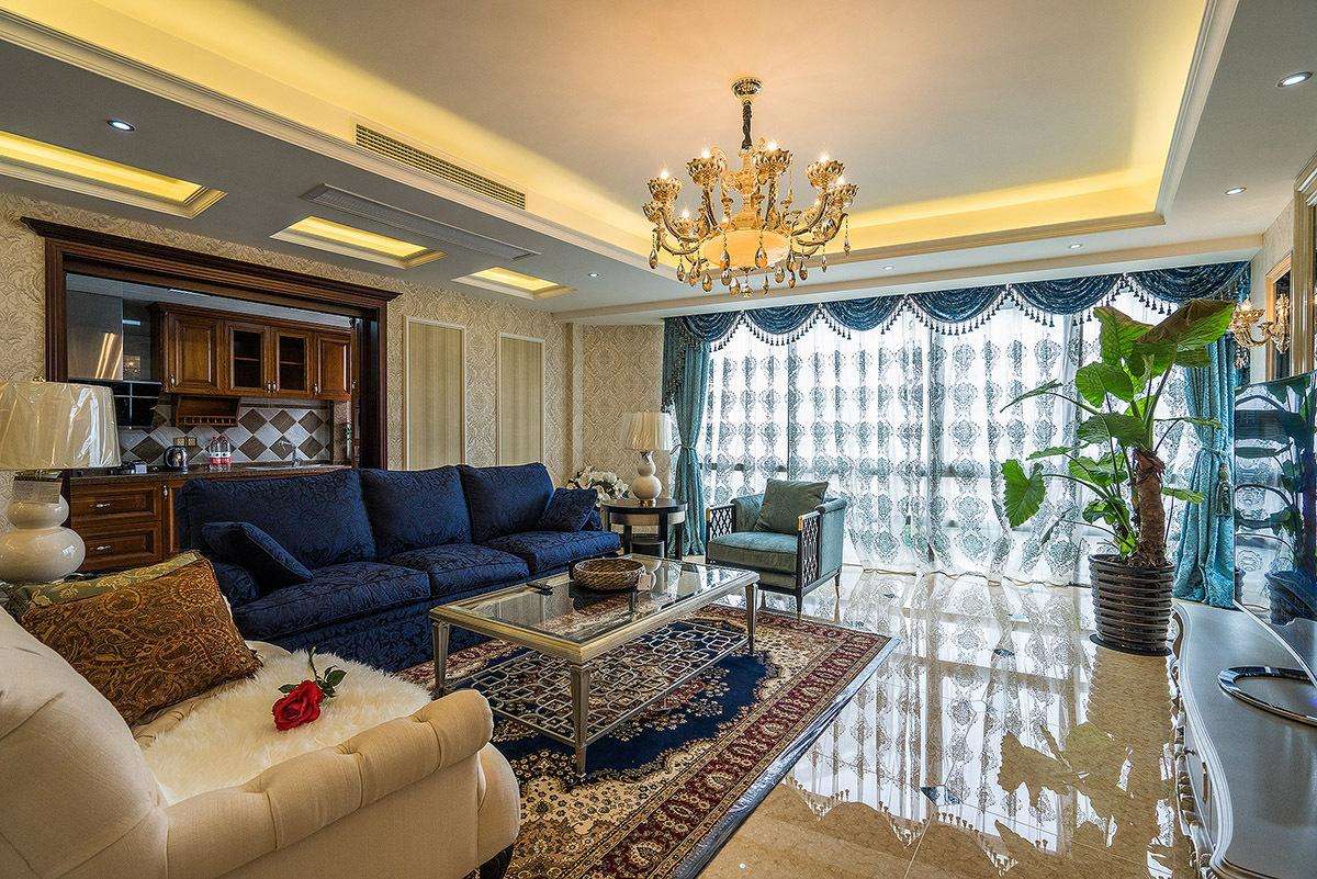 欧式复古混搭地中海风客厅效果图