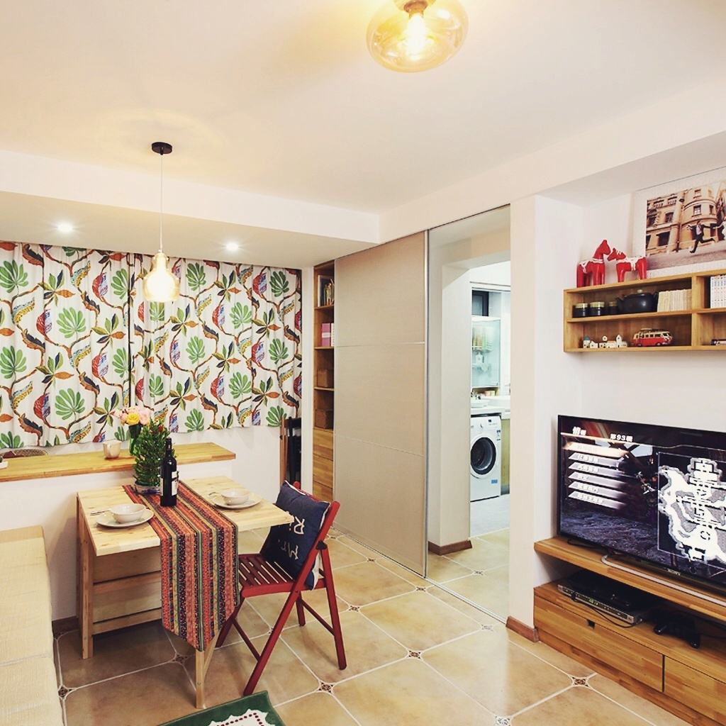 混搭小户型餐厅窗帘装饰图 - 效果图