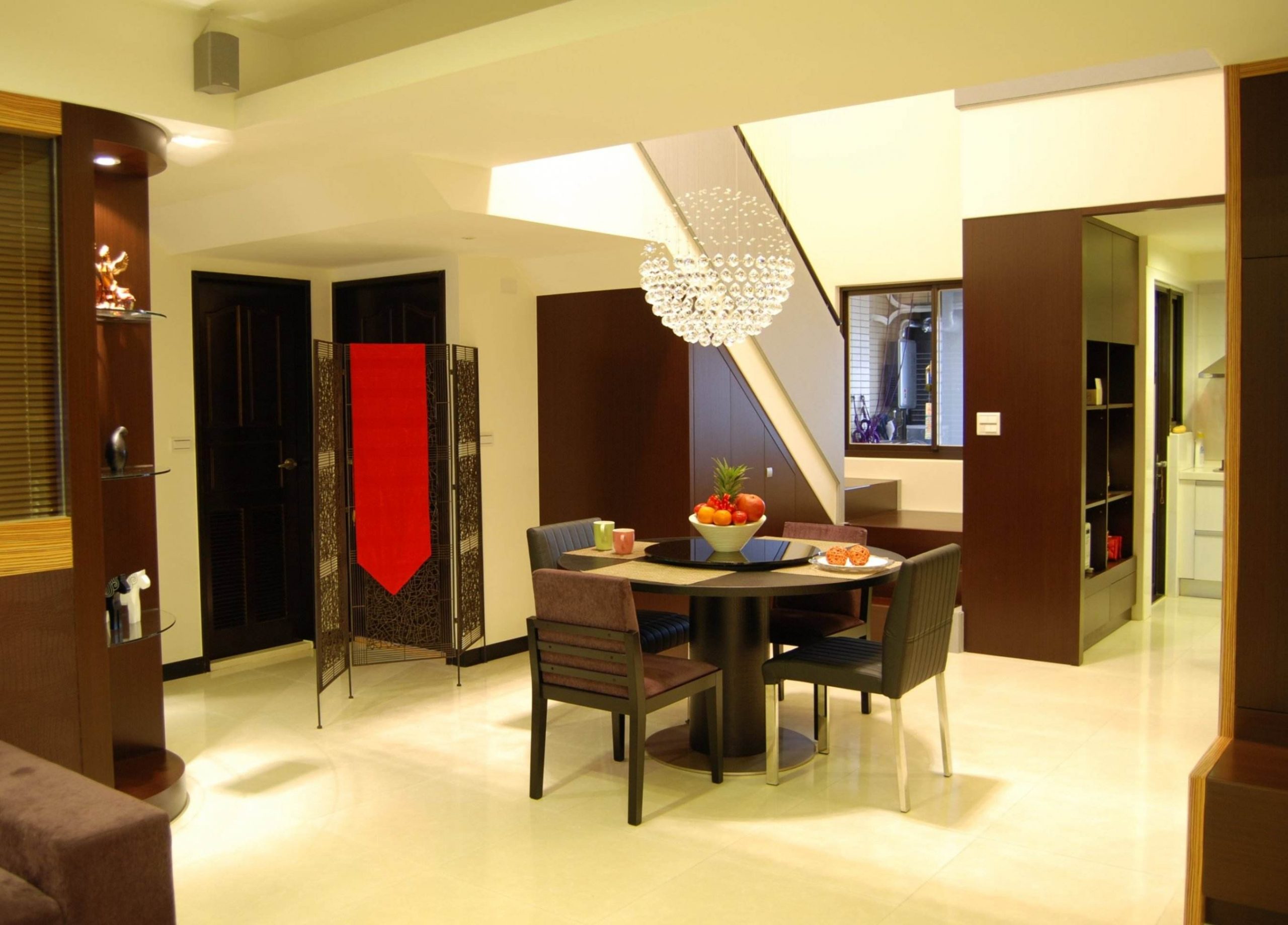 咖啡色简约复式餐厅布置 - 效果图